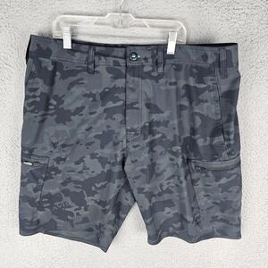 Avid Core Utility Cargo Shorts Mens 36 Gray Camouflage Stretch High Rise Outdoor